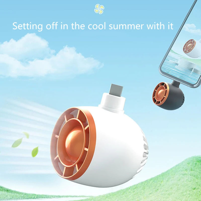 Portable Mini Turbo-Fan Portable Handheld Fan Students Gadget Cooler For Type-C Port Mobile Phones Tablets Chargers