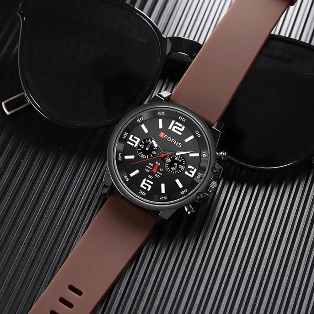 Quartz Watch Stylish Men's Quartz Wrist Watch with Silicone Strap Minimalist Design Casual Fashion Jewelry for Teens Birthday