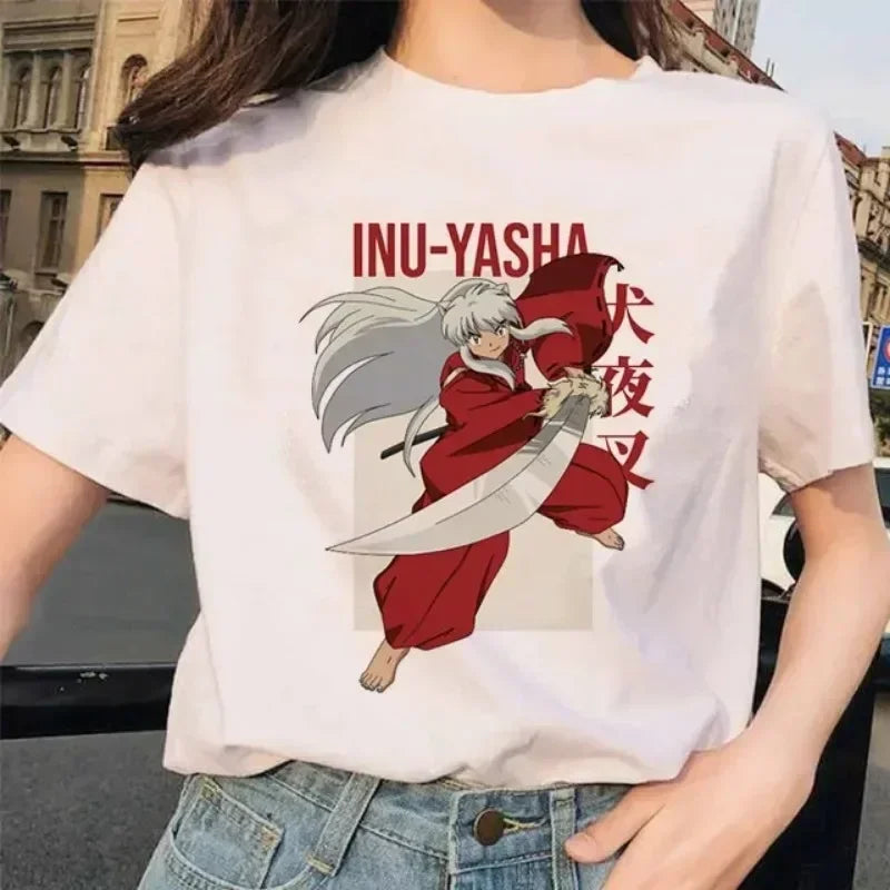 Inuyasha New Anime Printed Pattern T-shirt Women's Tshirts Fashion Printed Shirts Women Cartoon Funny Plus Size Tops