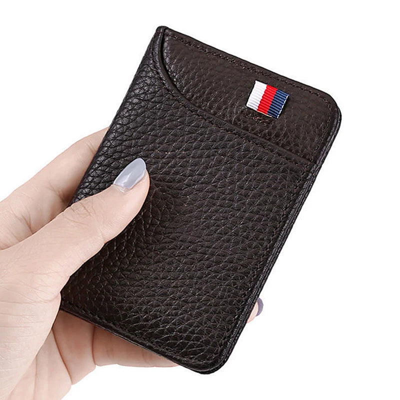 Ultra-thin Leather Card Bag Men Business Card Holder Mini Wallet Small Pocket Purse Bank Credit Card Storage Holder Case