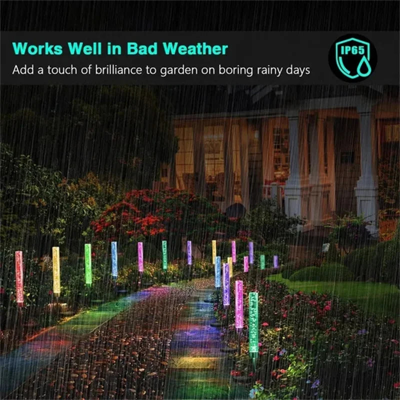 4/2/1PCS Solar Garden Lights Outdoor Solar Tube Lights Solar Acrylic Bubble Light Waterproof RGB Color Changing LED Solar Lights