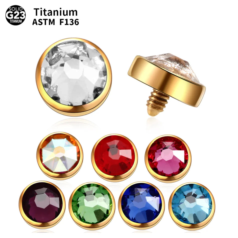 1Pc Titanium Gold Color Microdermal Piercing Fashion Micro Dermal Anchor Top Hide in Skin Diver Surface Piercing Body Jewelry