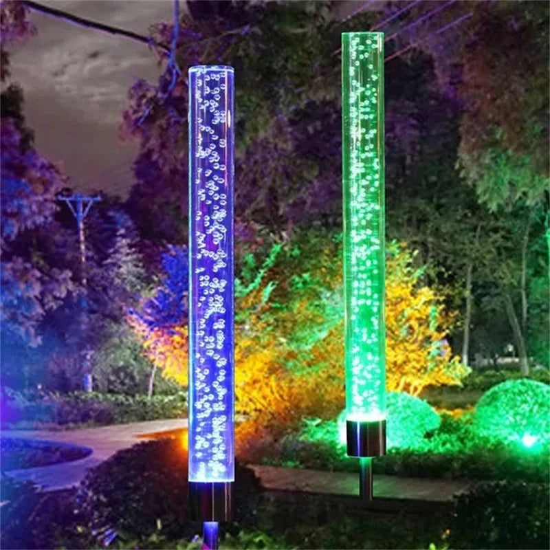 4/2/1PCS Solar Garden Lights Outdoor Solar Tube Lights Solar Acrylic Bubble Light Waterproof RGB Color Changing LED Solar Lights